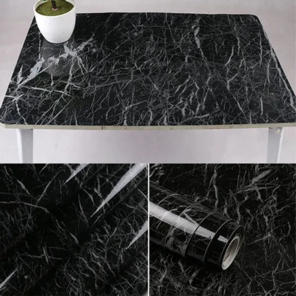 Self Adhesive Black Marble Sheet Sticker For Kitchen,(60×200) Cupboard, Wall – Anti Oil And Heat Resistant Wallpaper