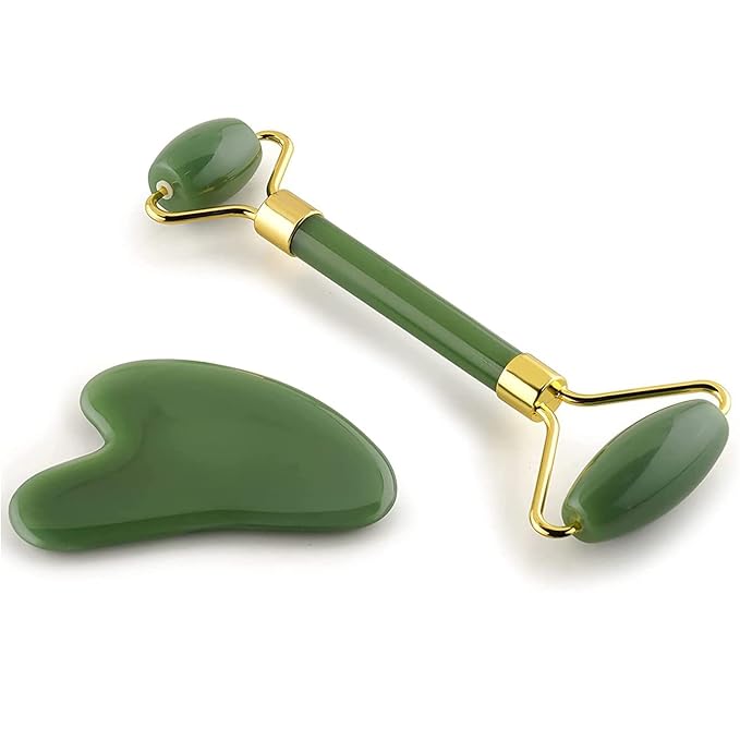 4 in 1 Value Bundle - Derma Roller, Jade Roller, Gua Sha & Ice Face Roller for Radiant Skin
